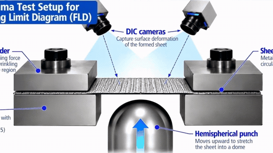 Animated Nakajima forming test followed by forming-limit curve construction